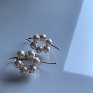 Pearl flower long earring set